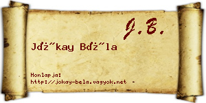 Jókay Béla névjegykártya